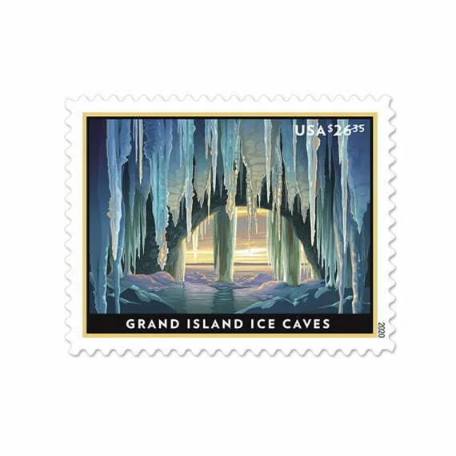 Priority Express Mail stamp - $26.35 Grand Island Ice Caves Stamps